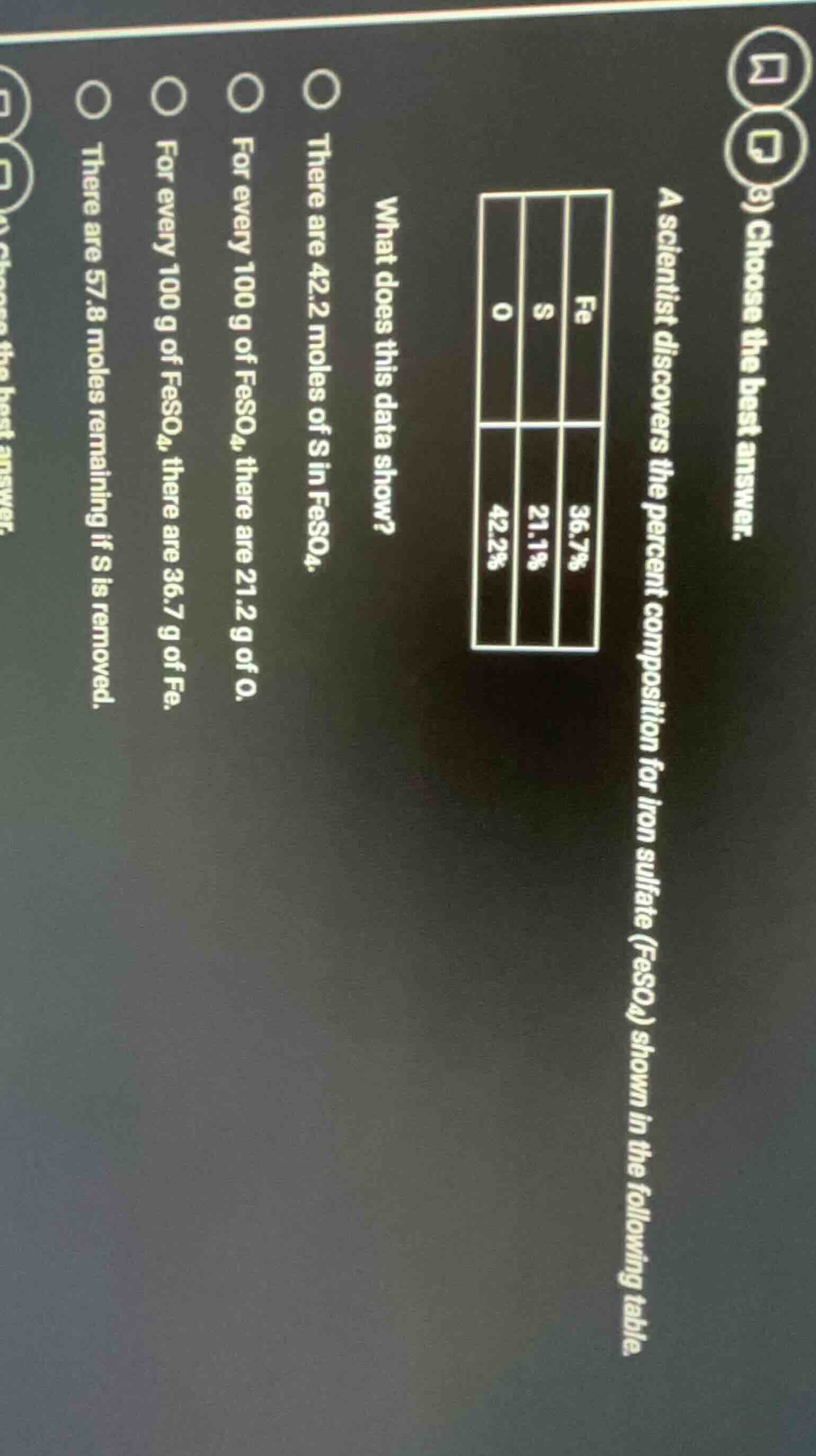 c) choose the best answer. a scientist discovers the percent compositio…