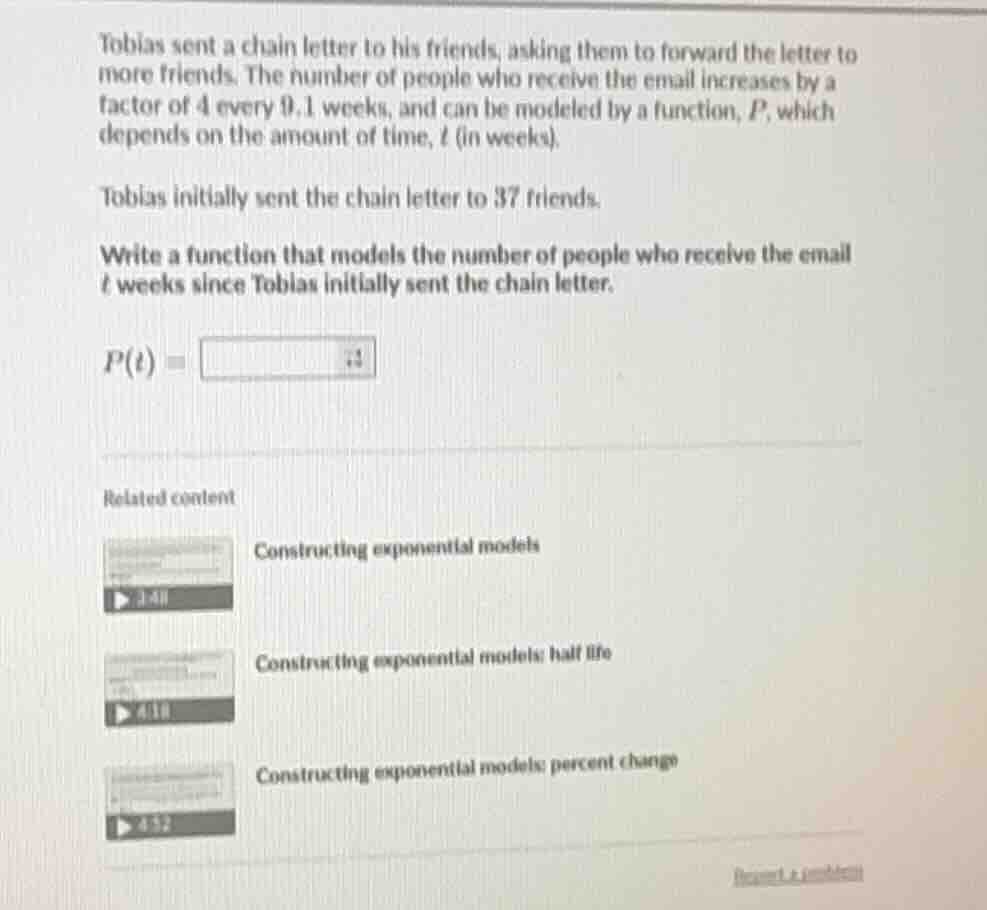 tobias sent a chain letter to his friends, asking them to forward the l…