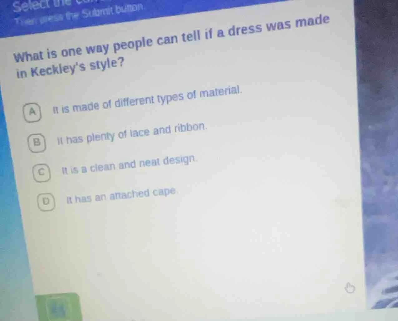 what is one way people can tell if a dress was made in keckleys style? …