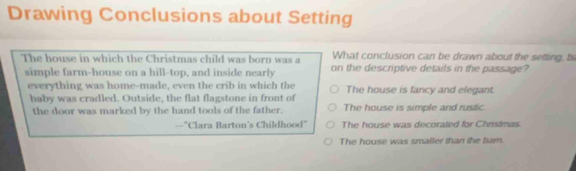 drawing conclusions about setting the house in which the christmas chil…