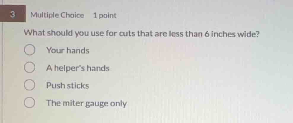 3 multiple choice 1 point what should you use for cuts that are less th…