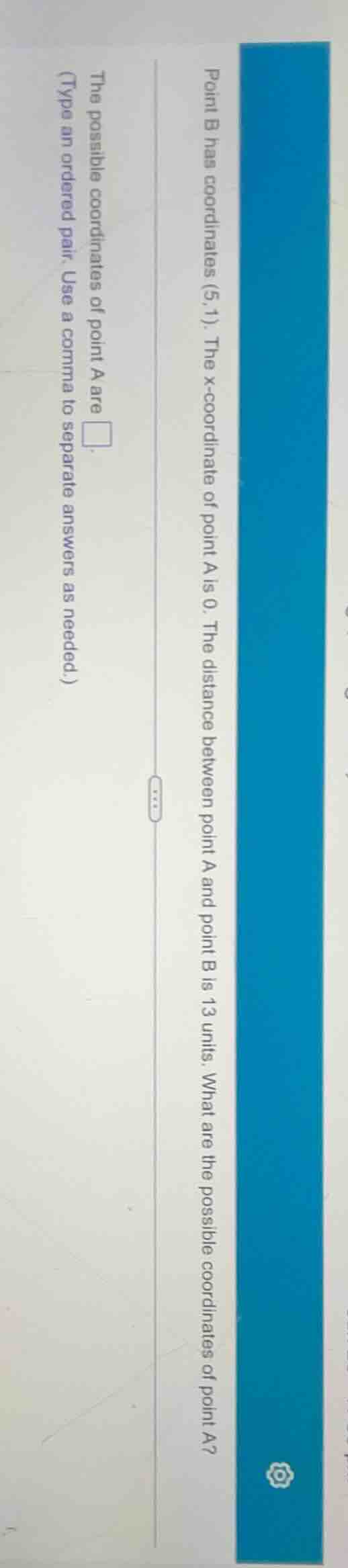 point b has coordinates (5,1). the x - coordinate of point a is 0. the …