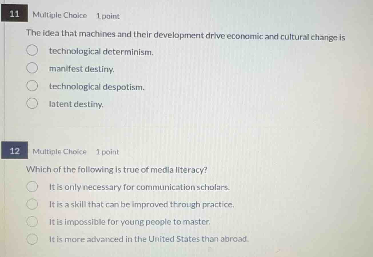 11 multiple choice 1 point the idea that machines and their development…