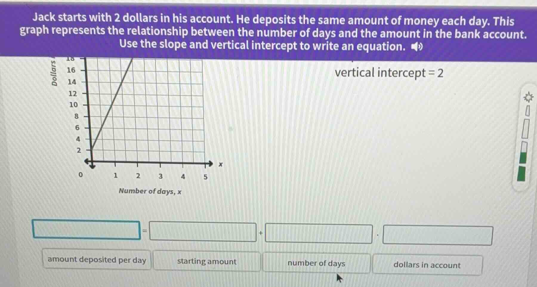 jack starts with 2 dollars in his account. he deposits the same amount …