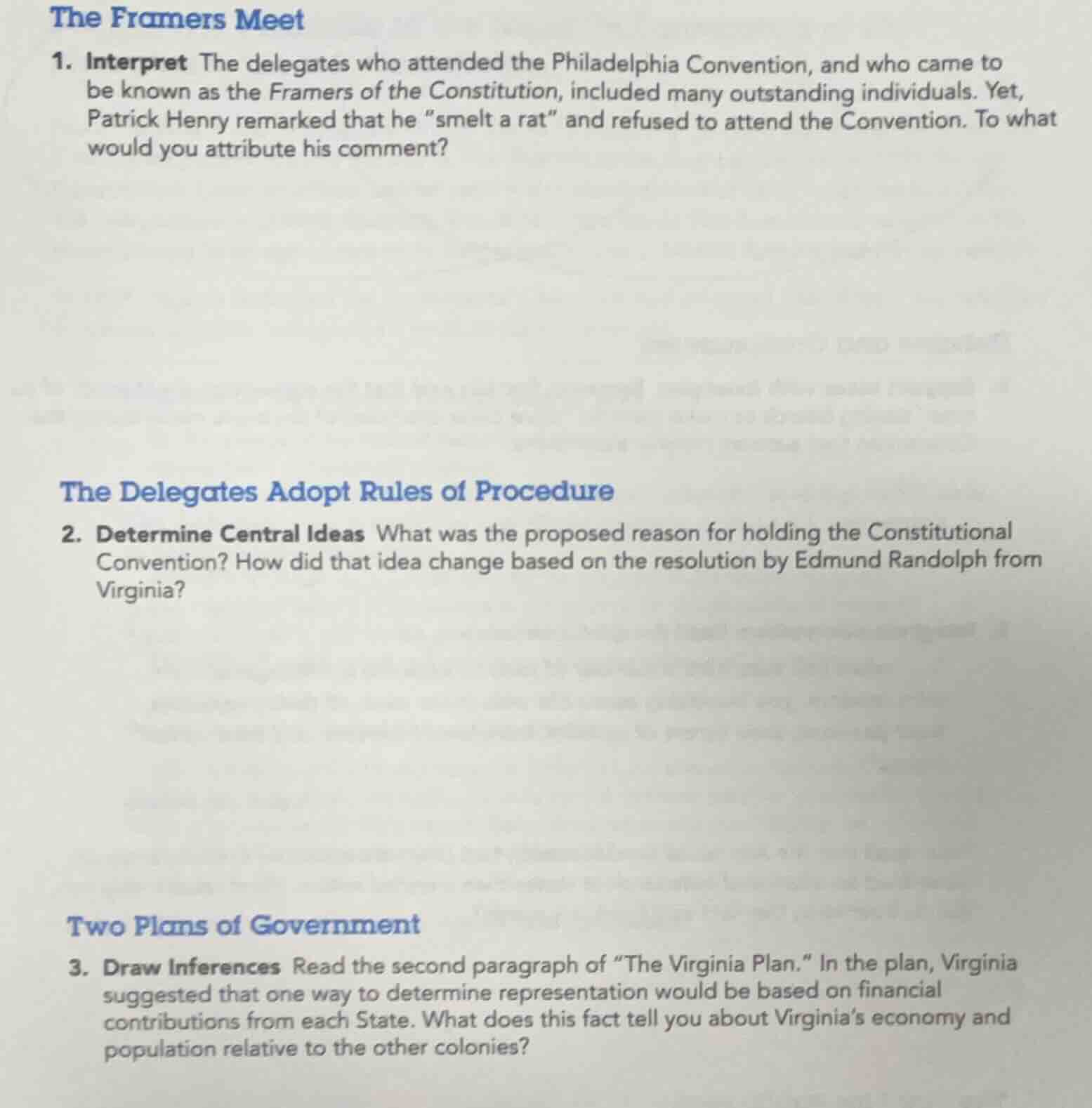 the framers meet 1. interpret the delegates who attended the philadelph…