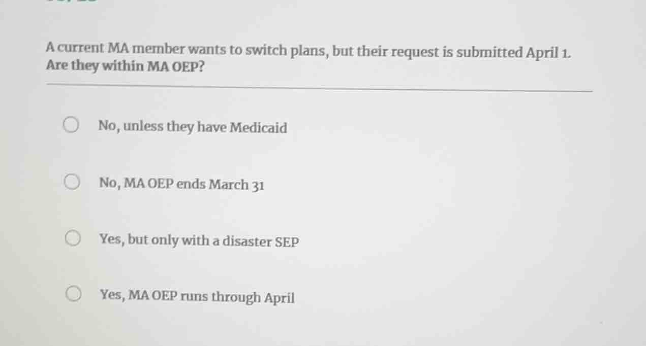 a current ma member wants to switch plans, but their request is submitt…
