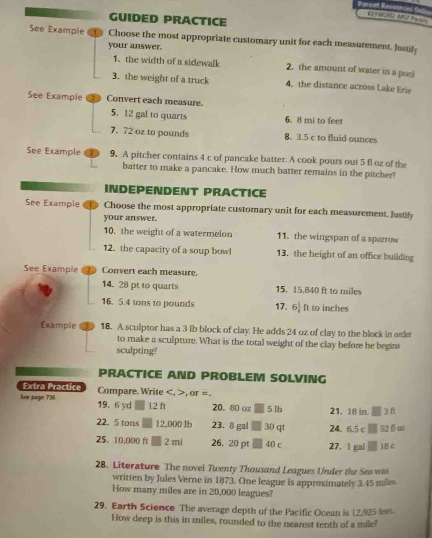 guided practice see example 1 choose the most appropriate customary uni…