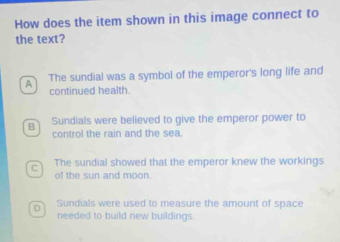 how does the item shown in this image connect to the text? a the sundia…