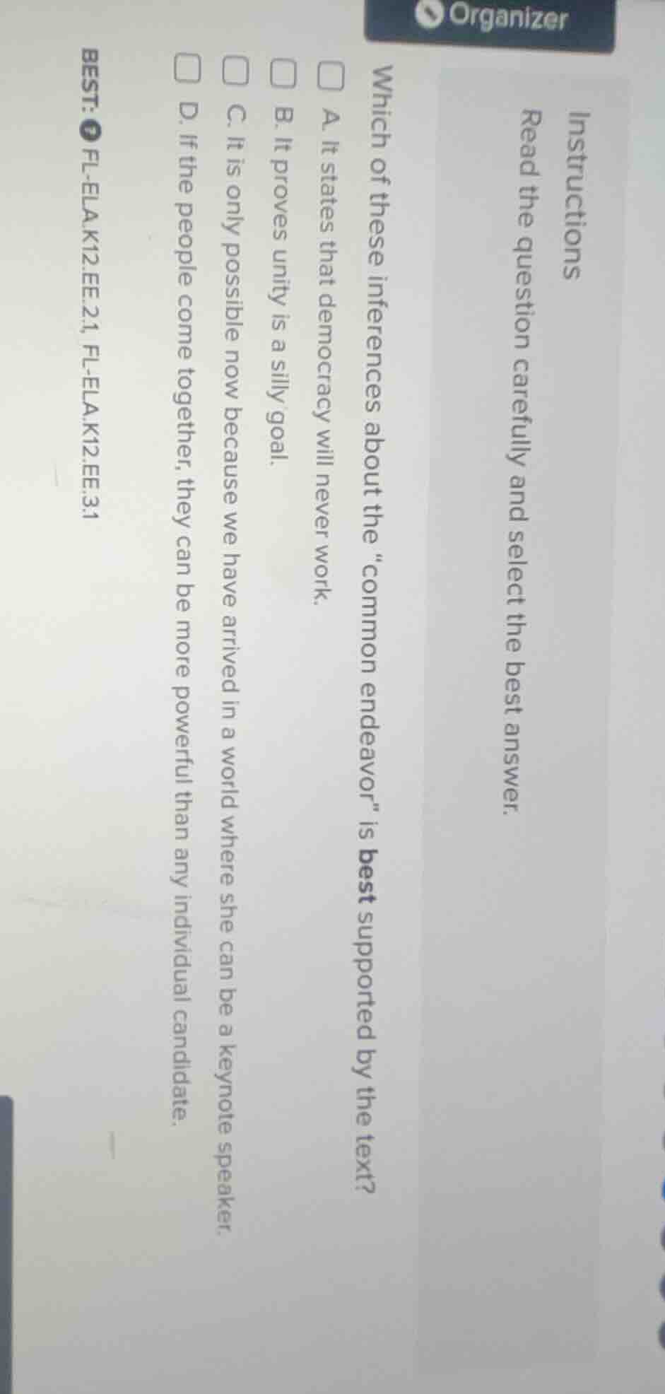 instructions read the question carefully and select the best answer. wh…