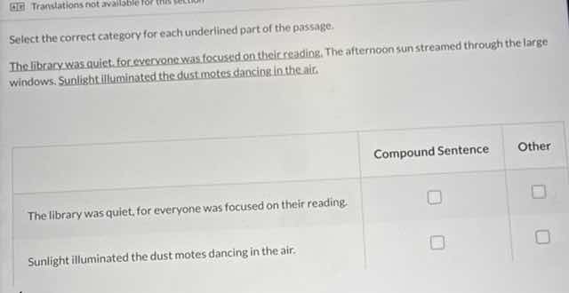 select the correct category for each underlined part of the passage. th…