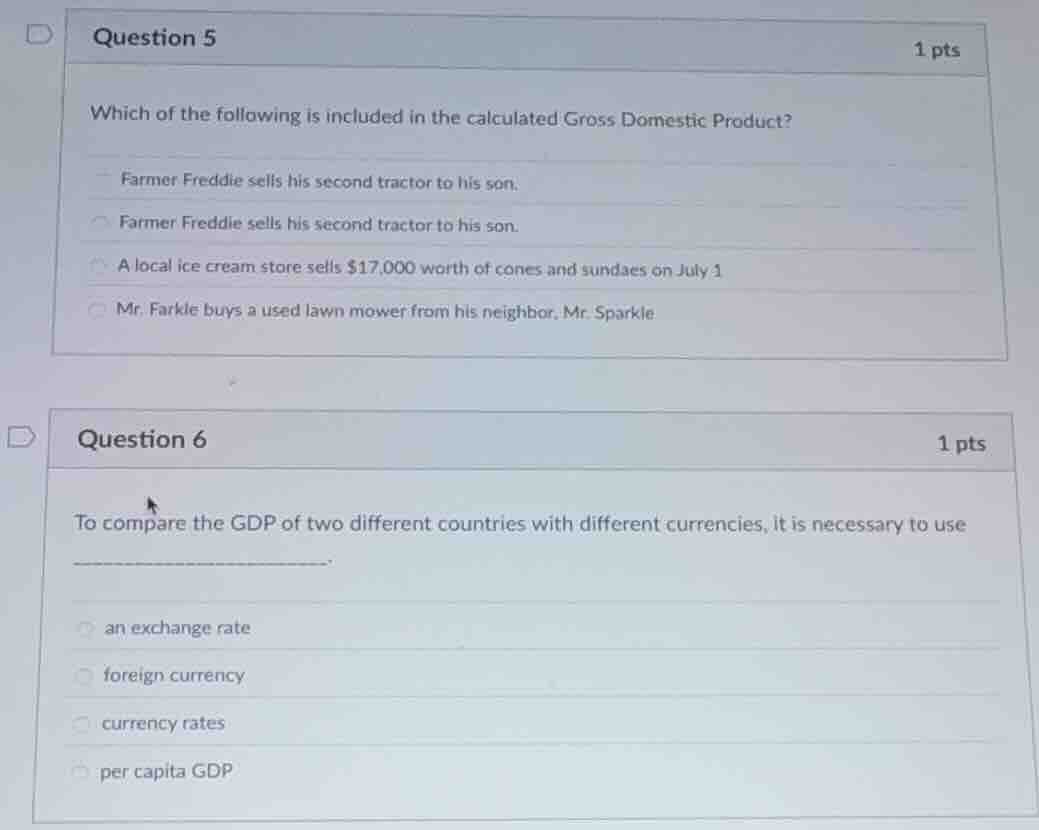 question 5 1 pts which of the following is included in the calculated g…