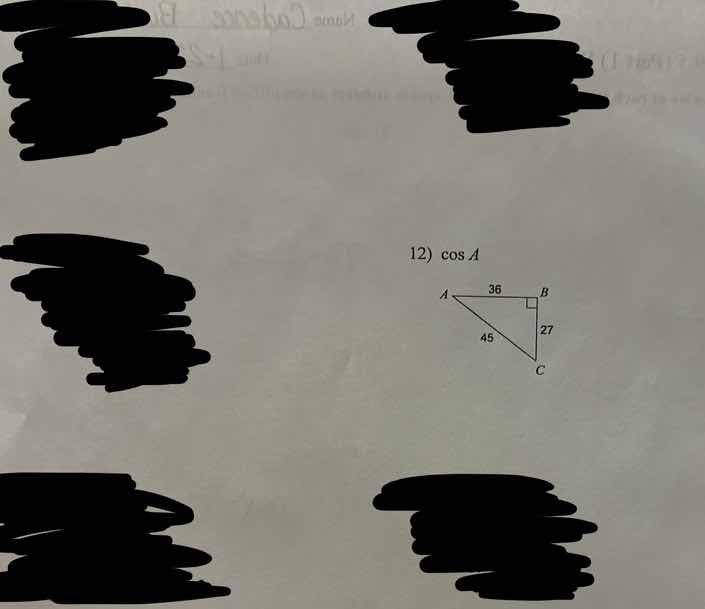 12) \\cos a