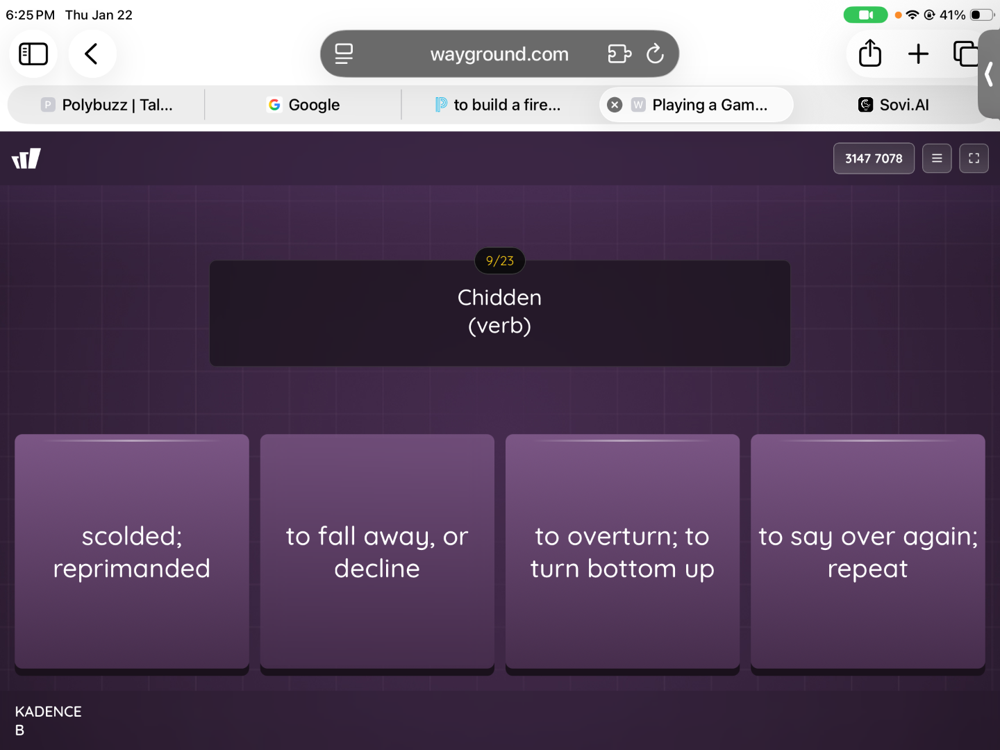 chidden (verb) scolded; reprimanded to fall away, or decline to overtur…