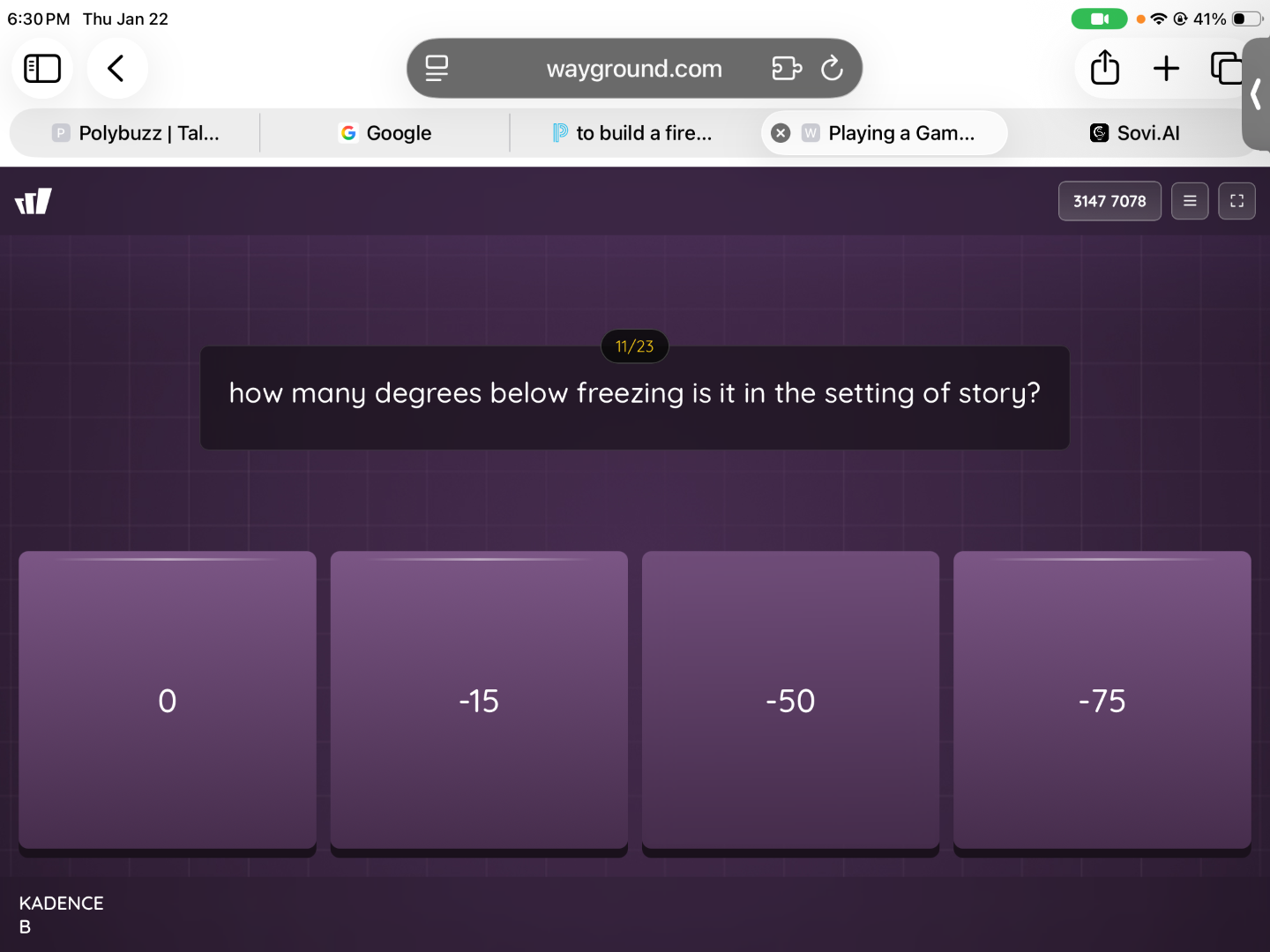 how many degrees below freezing is it in the setting of story? 0 -15 -5…