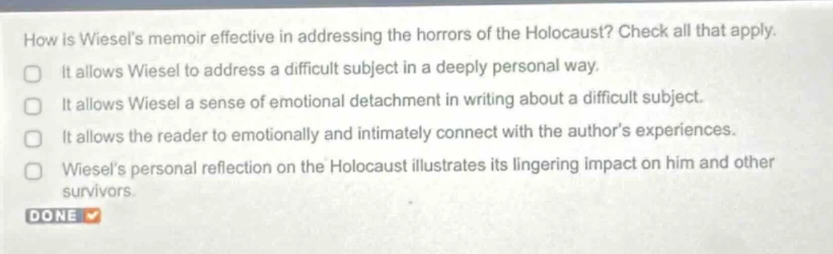 how is wiesel’s memoir effective in addressing the horrors of the holoc…