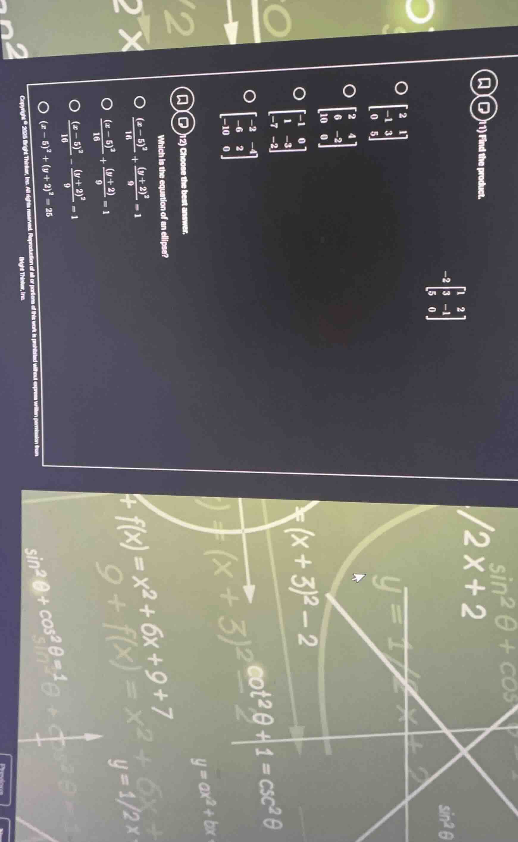 12) choose the best answer. which is the equation of an ellipse? \\(\\f…