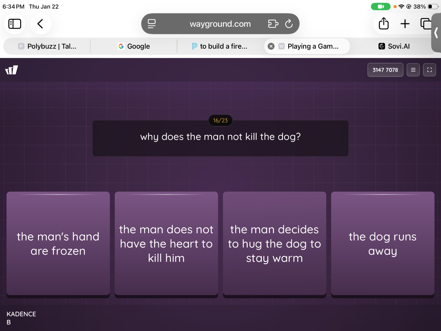 why does the man not kill the dog? the man’s hand are frozen; the man d…