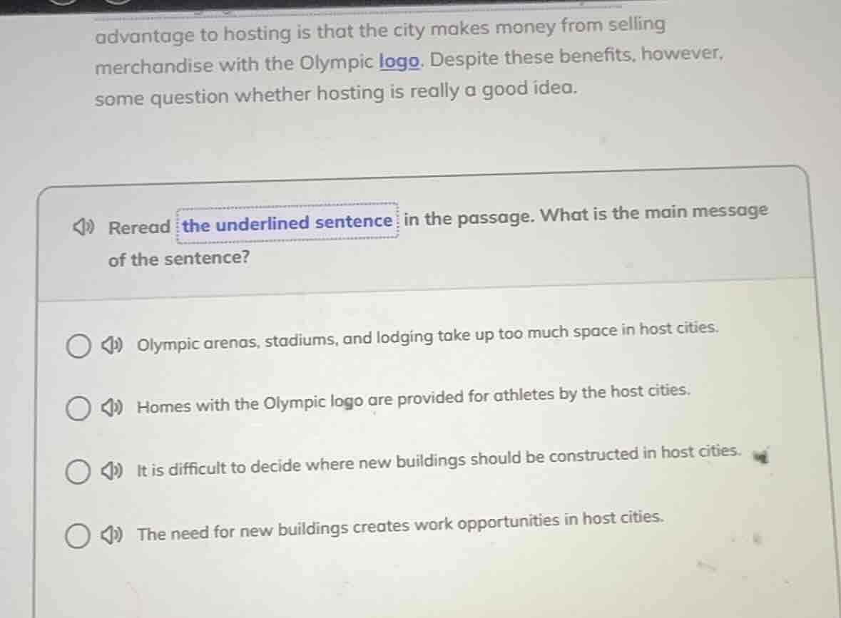 reread the underlined sentence in the passage. what is the main message…