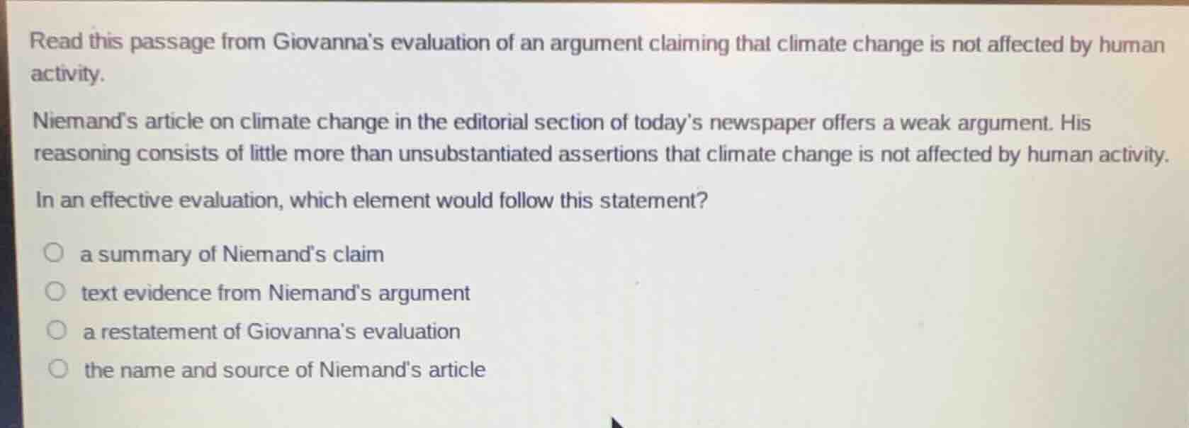 read this passage from giovannas evaluation of an argument claiming tha…