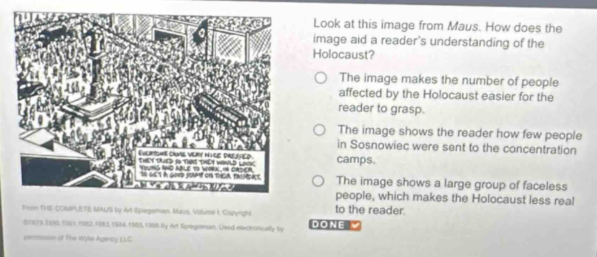 look at this image from maus. how does the image aid a readers understa…