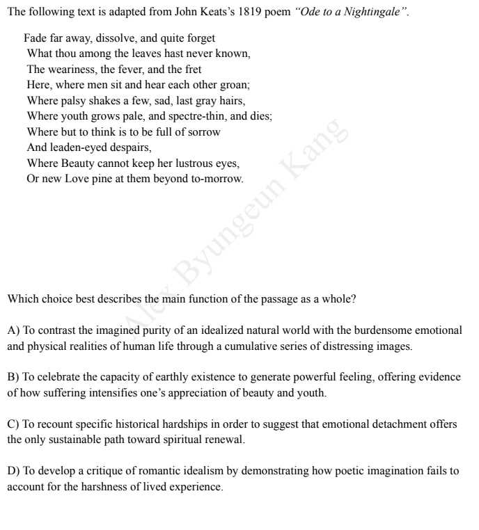 the following text is adapted from john keats’s 1819 poem “ode to a nig…