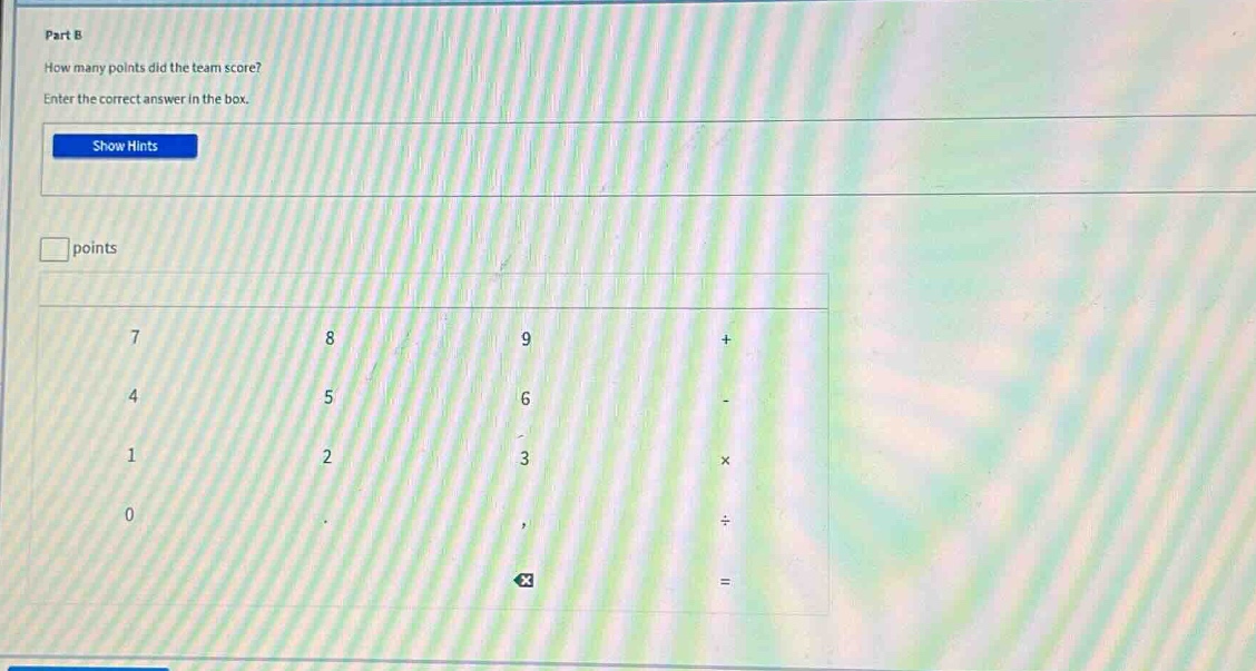 part b how many points did the team score? enter the correct answer in …