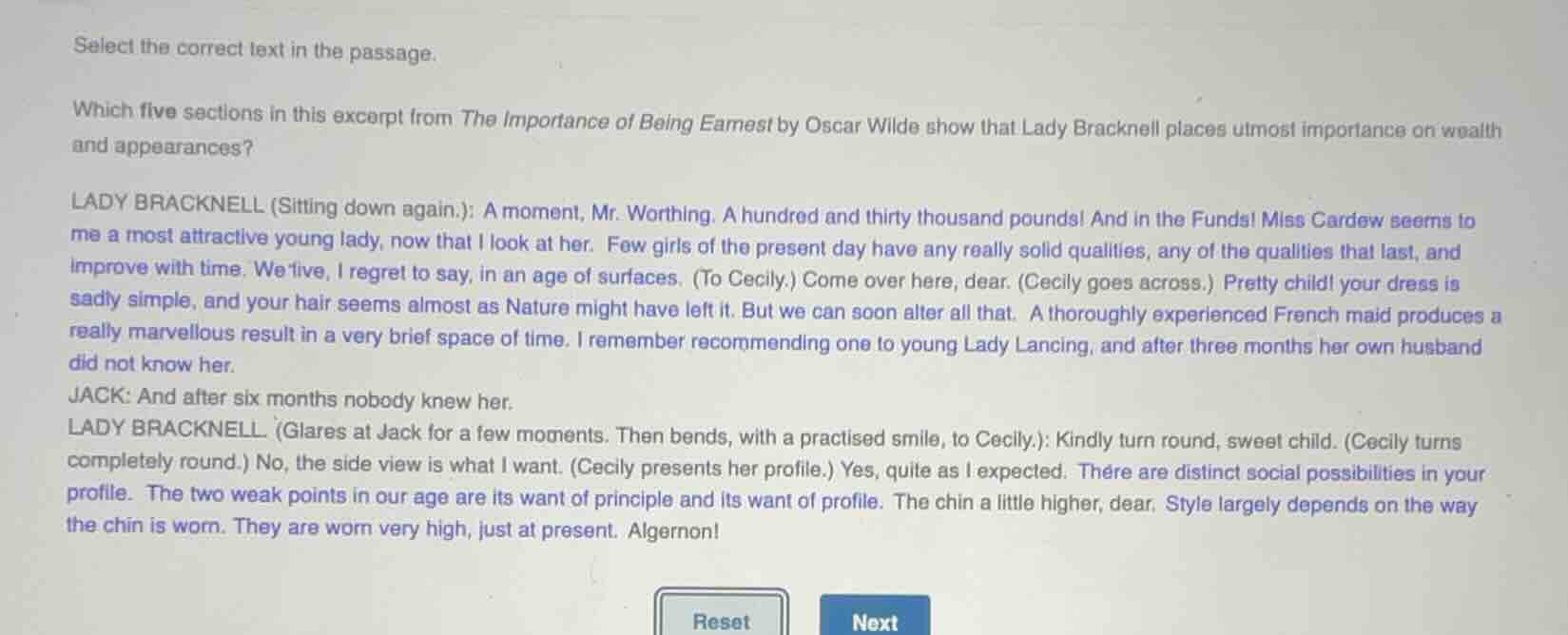 select the correct text in the passage. which five sections in this exc…