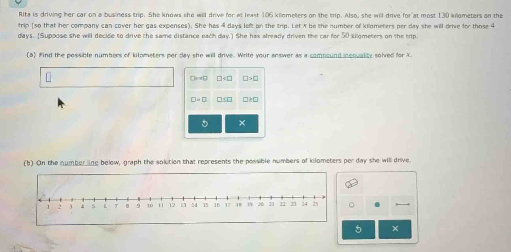 rita is driving her car on a business trip. she knows she will drive fo…