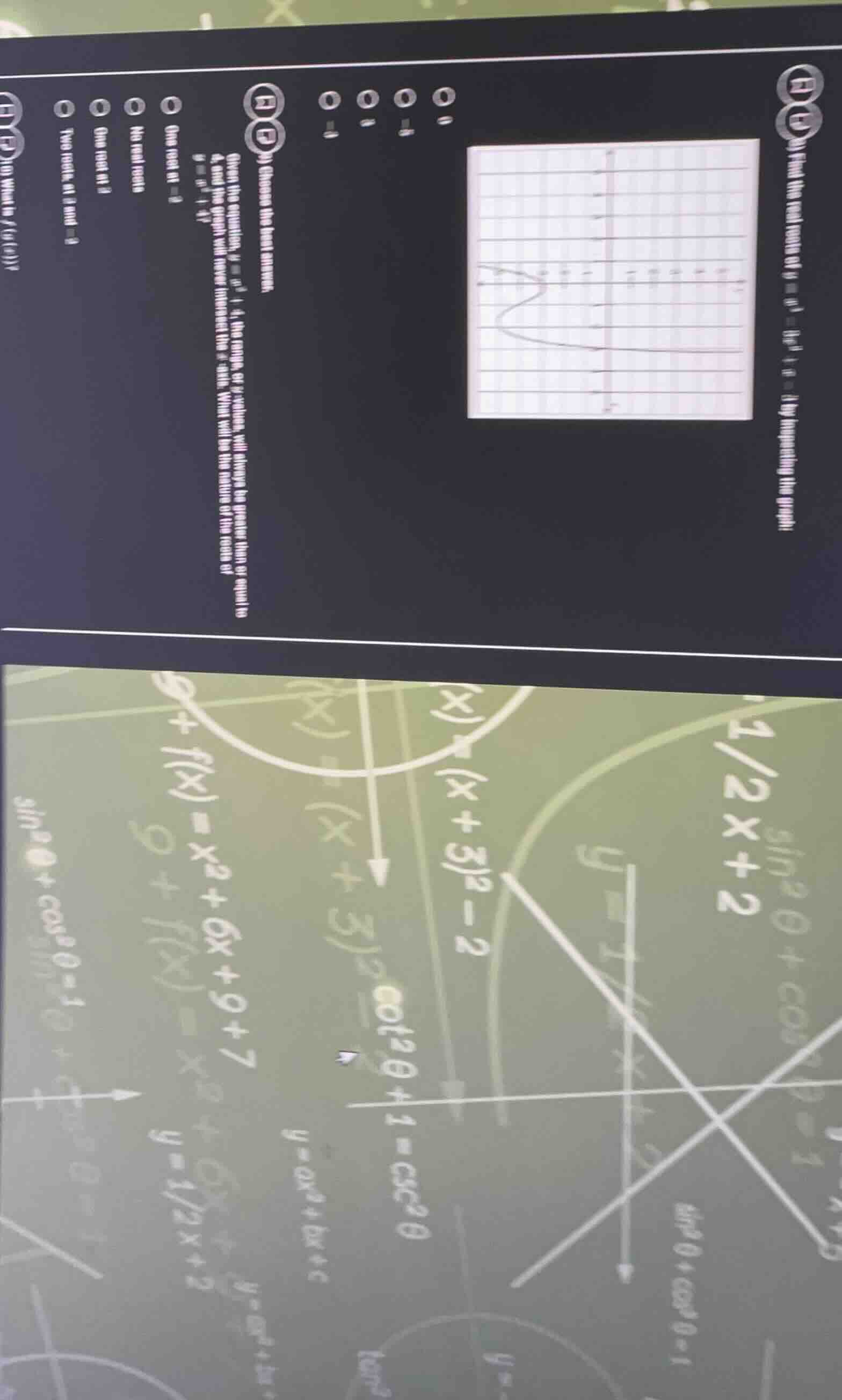 9) choose the best answer. given the equation, ( y = x^2 + 4 ), the ran…