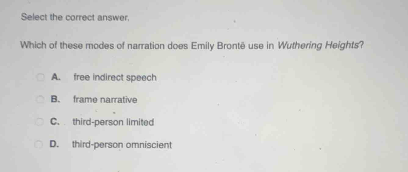select the correct answer. which of these modes of narration does emily…