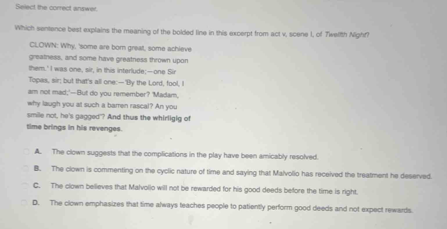 select the correct answer. which sentence best explains the meaning of …