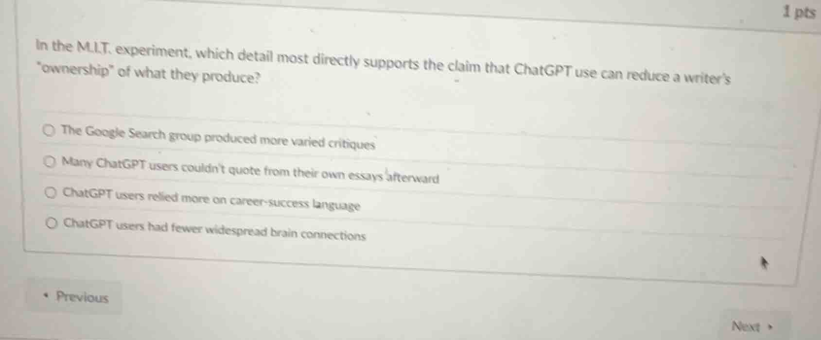 in the m.i.t. experiment, which detail most directly supports the claim…