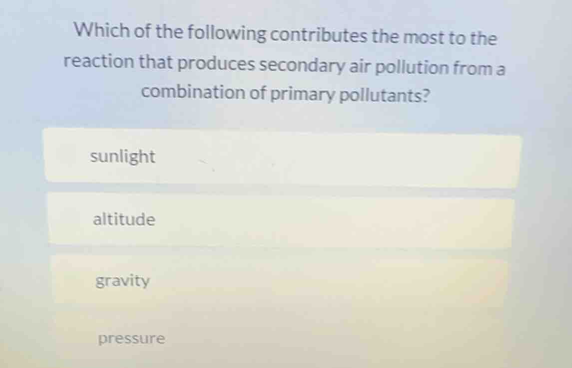 which of the following contributes the most to the reaction that produc…