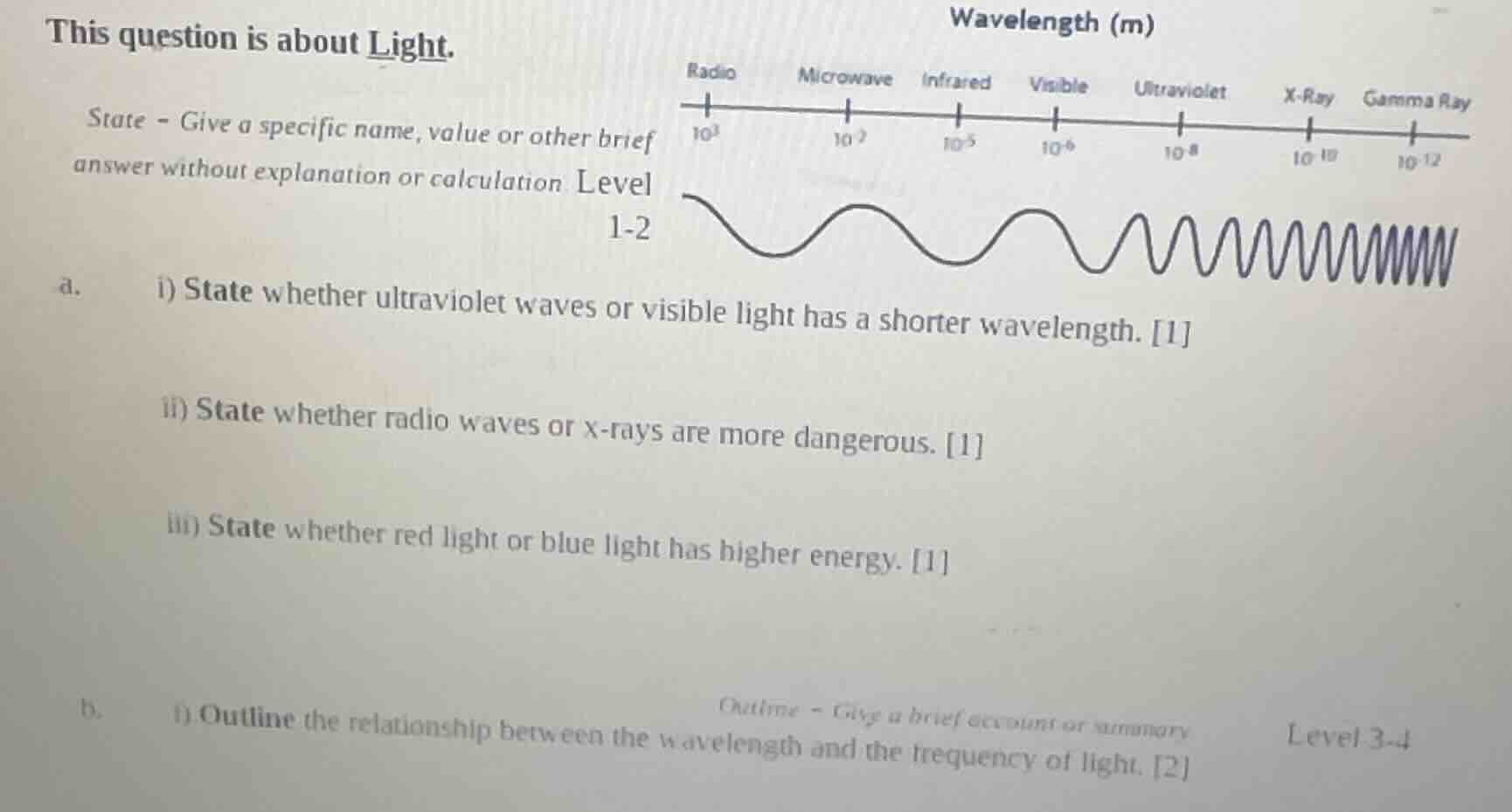 this question is about light. state - give a specific name, value or ot…