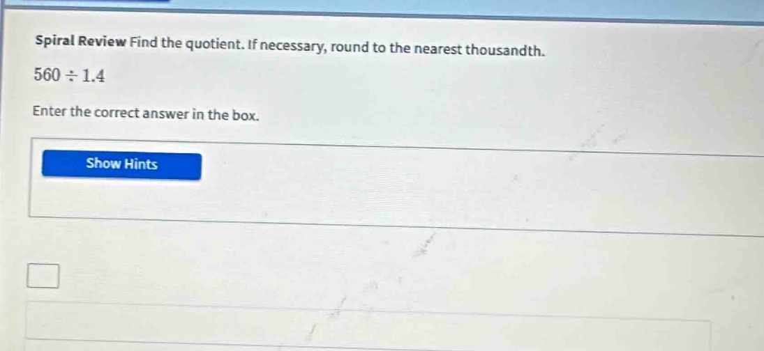 spiral review find the quotient. if necessary, round to the nearest tho…