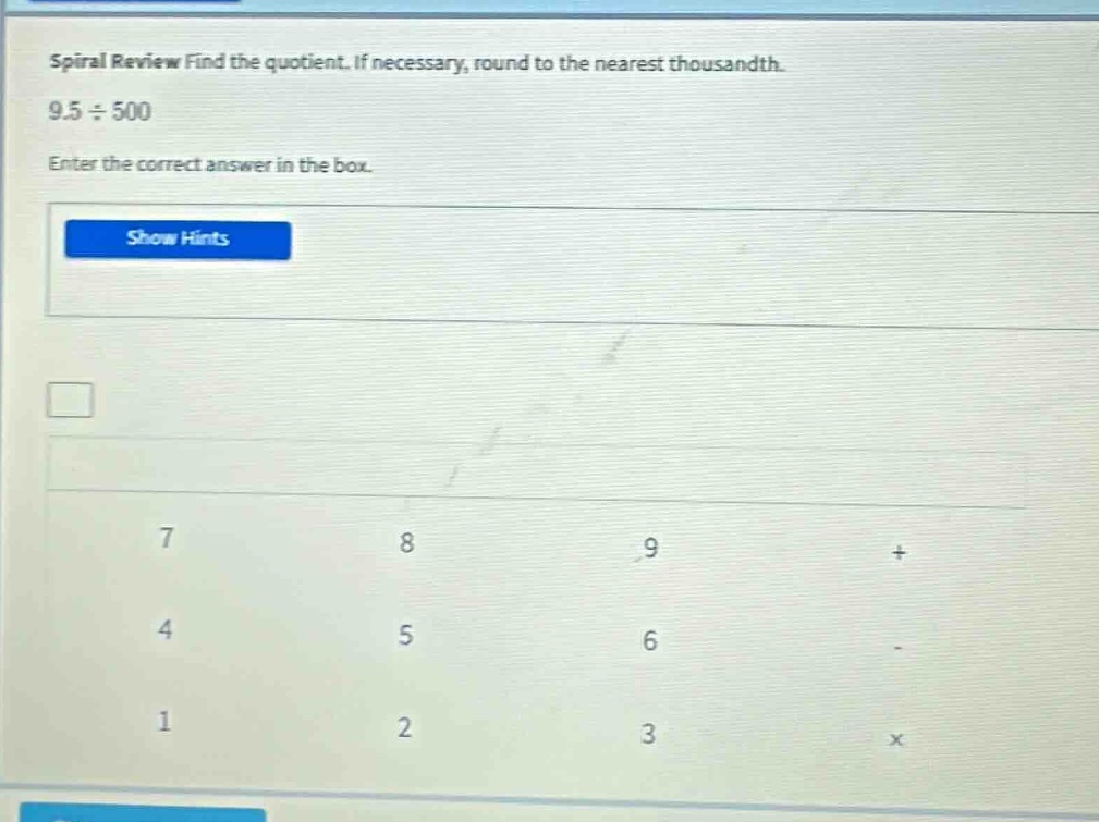 spiral review find the quotient. if necessary, round to the nearest tho…