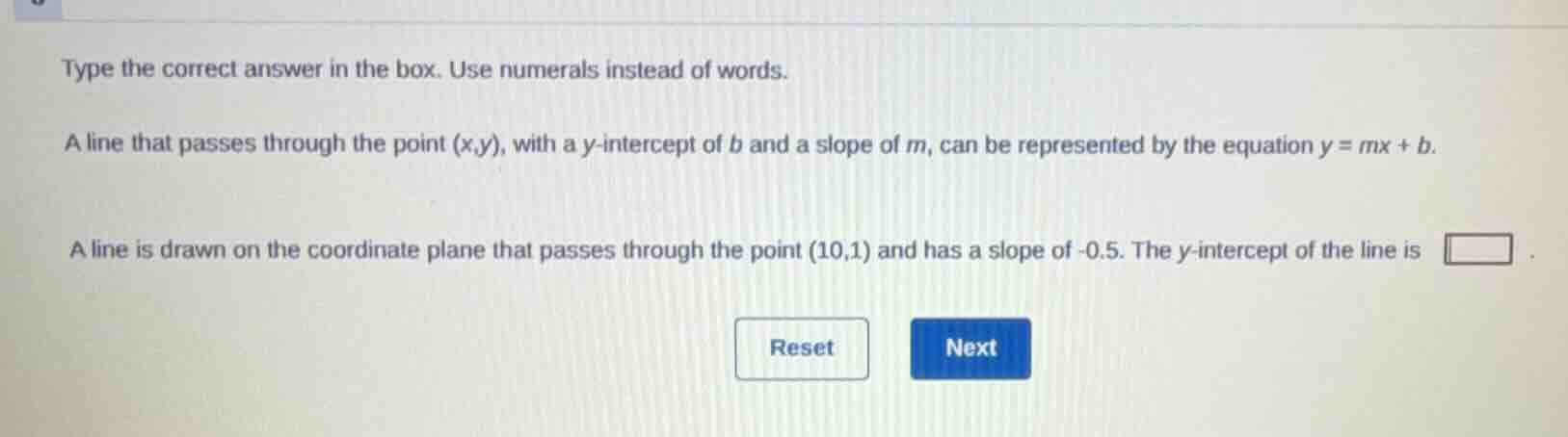 type the correct answer in the box. use numerals instead of words. a li…