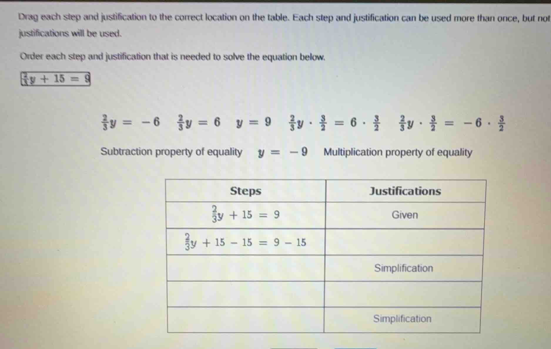 drag each step and justification to the correct location on the table. …