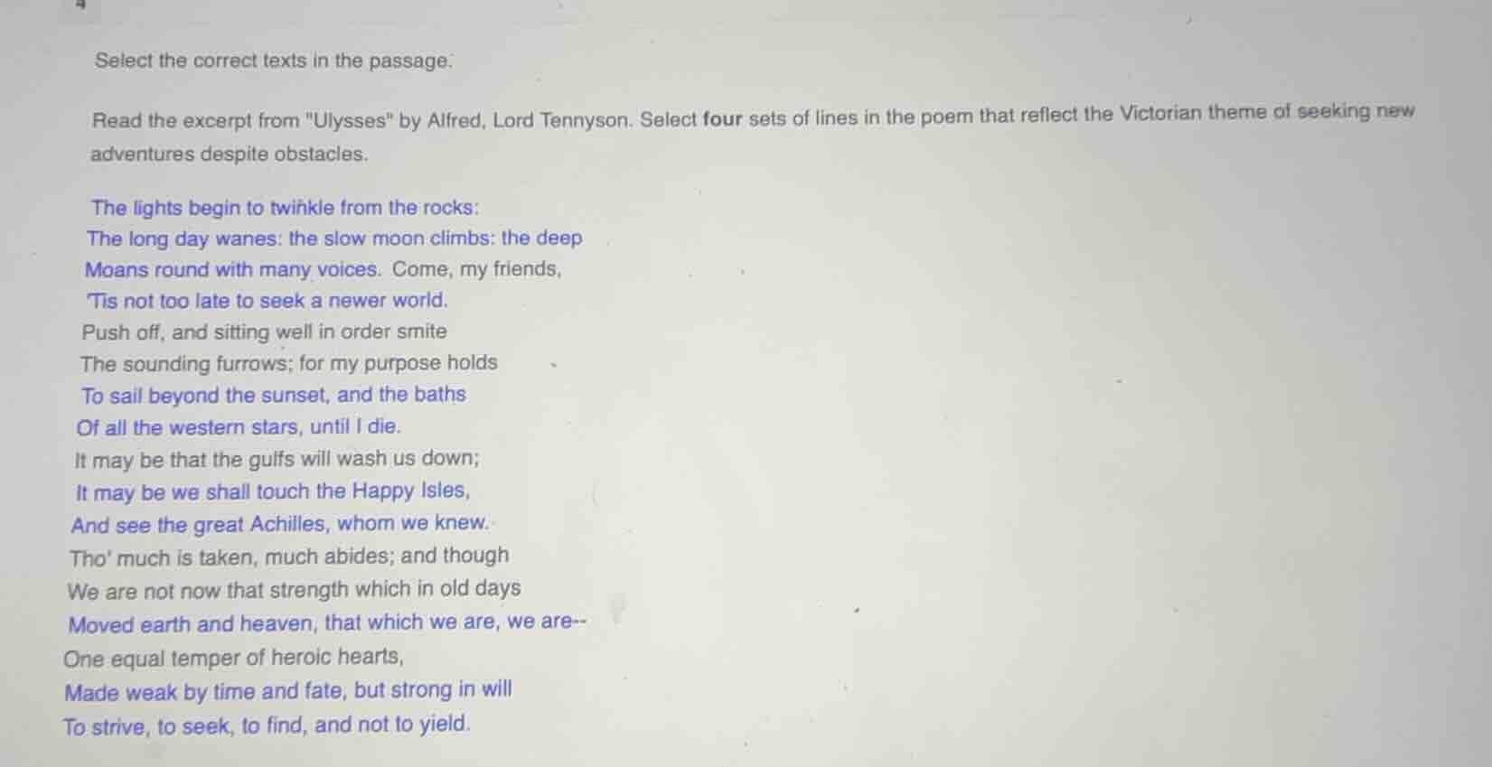 select the correct texts in the passage. read the excerpt from \ulysses…