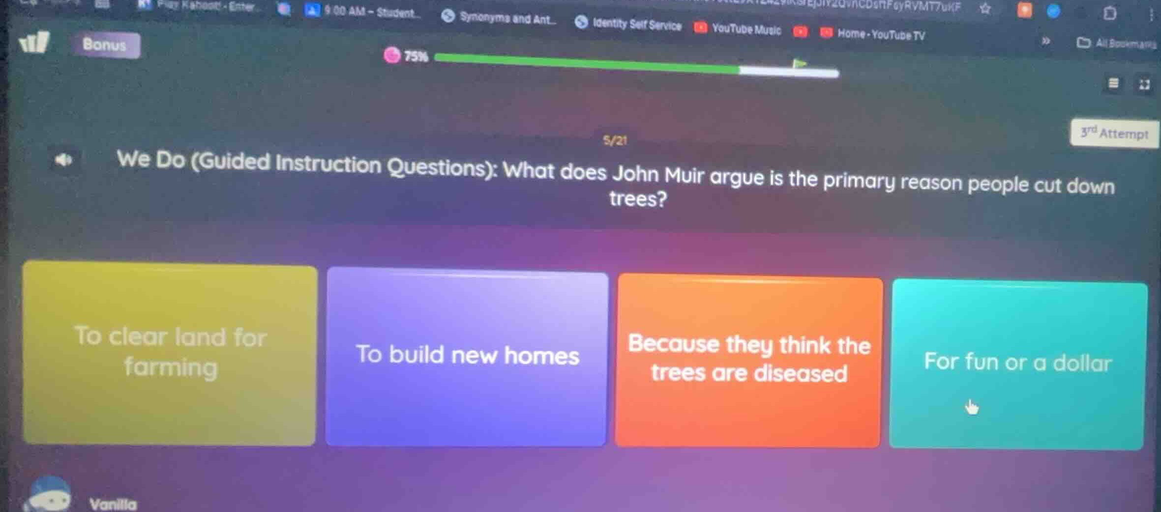 we do (guided instruction questions): what does john muir argue is the …