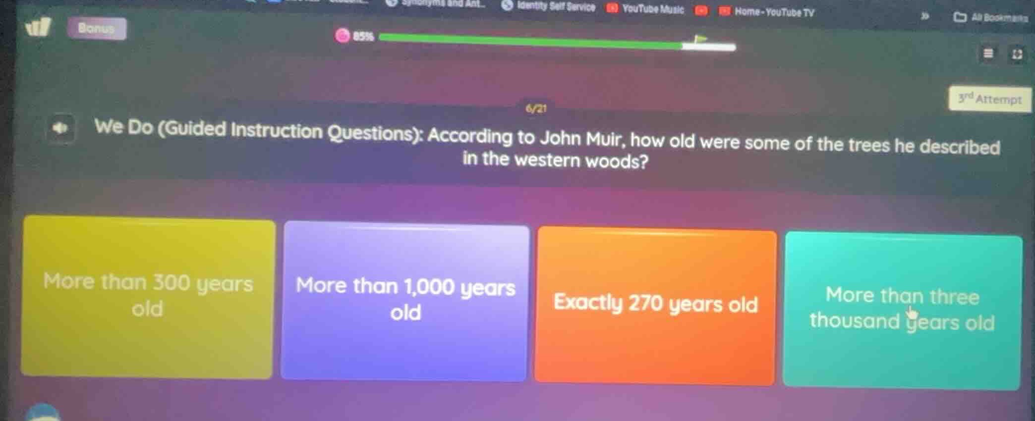 we do (guided instruction questions): according to john muir, how old w…