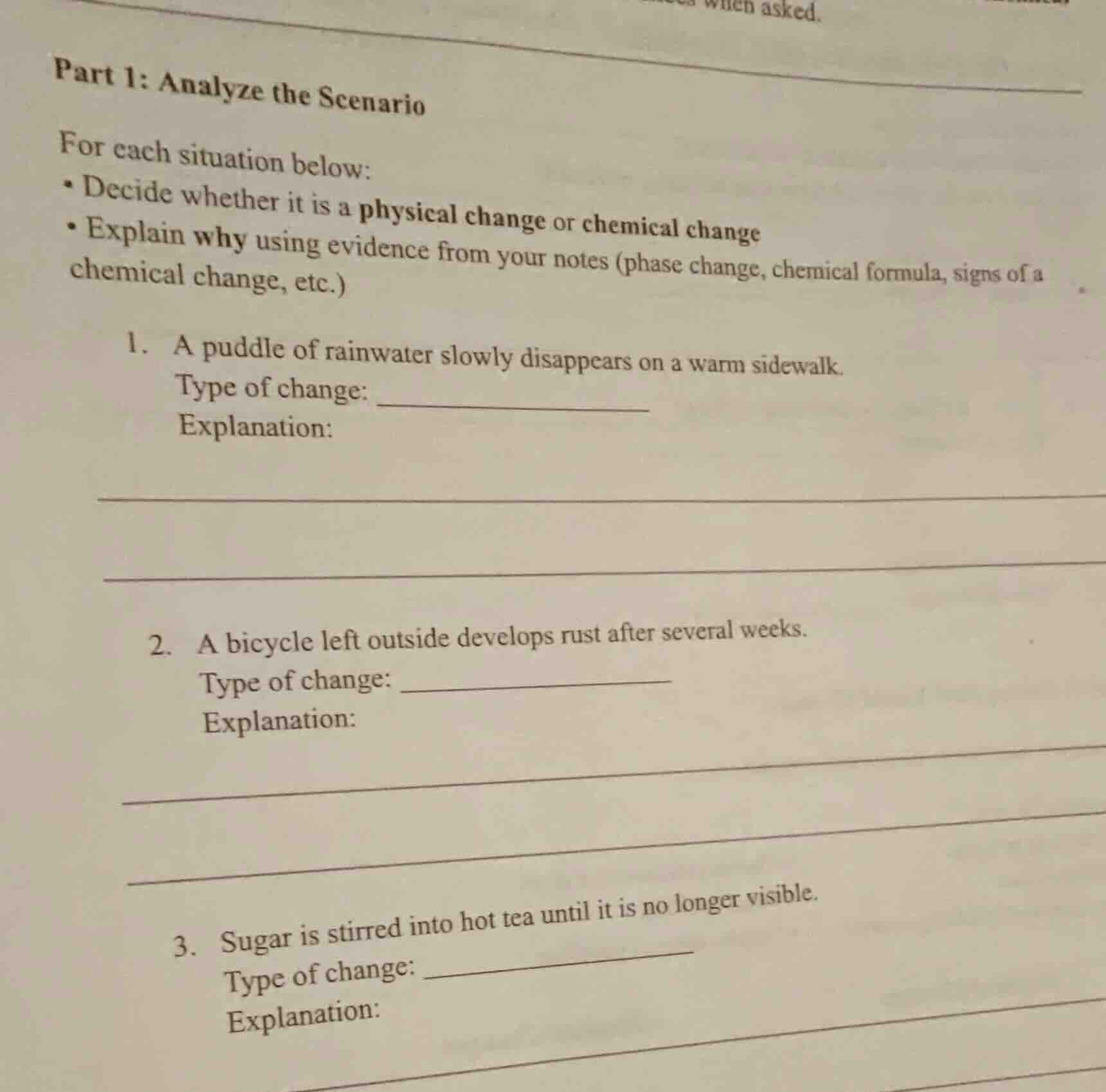 part 1: analyze the scenario for each situation below: - decide whether…