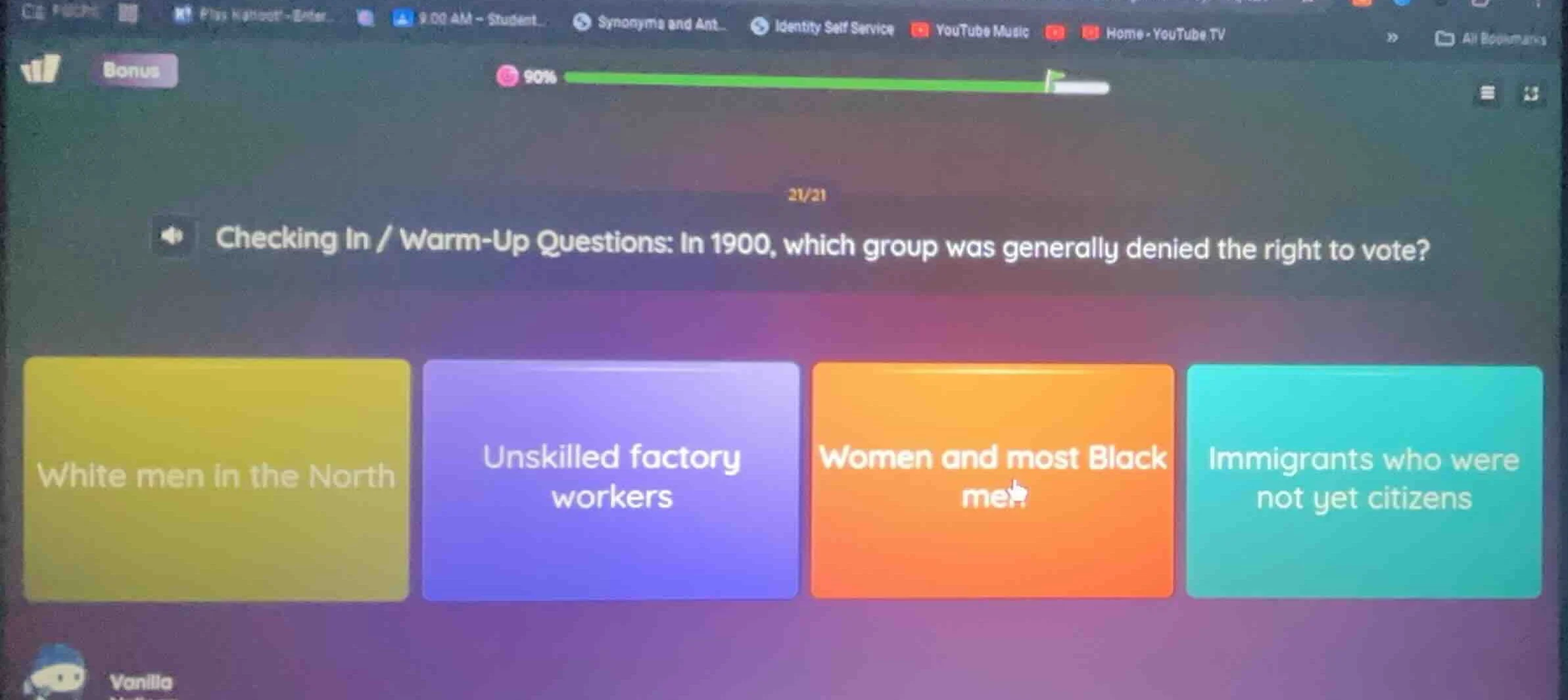 checking in / warm-up questions: in 1900, which group was generally den…