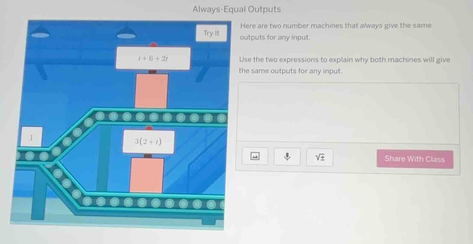 always-equal outputs here are two number machines that always give the …