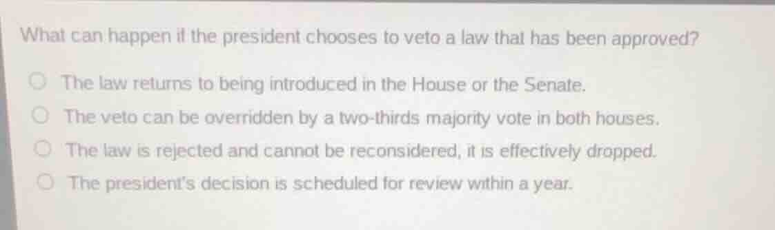 what can happen if the president chooses to veto a law that has been ap…