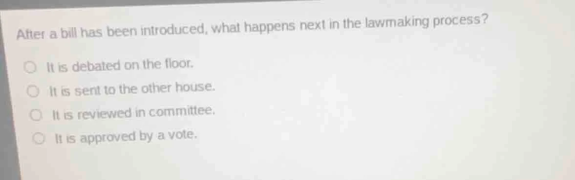 after a bill has been introduced, what happens next in the lawmaking pr…
