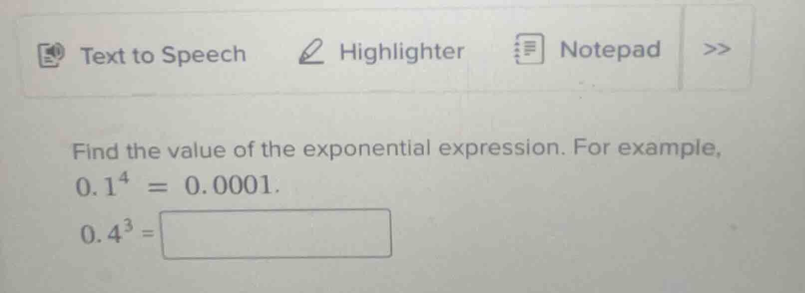find the value of the exponential expression. for example, 0.1⁴ = 0.000…