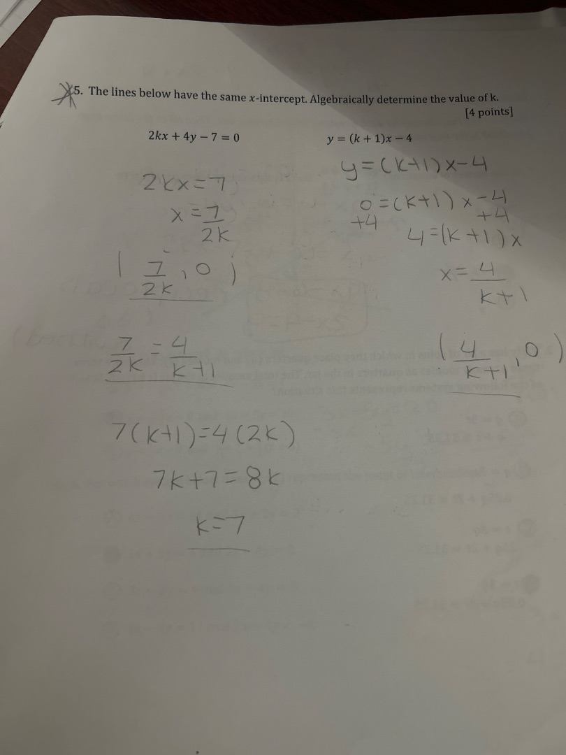 5. the lines below have the same ( x )-intercept. algebraically determi…