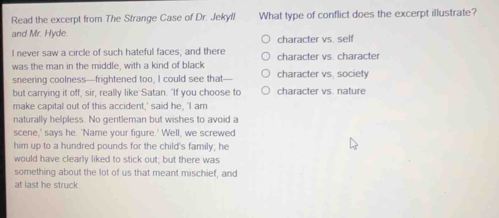 read the excerpt from the strange case of dr. jekyll and mr. hyde. i ne…