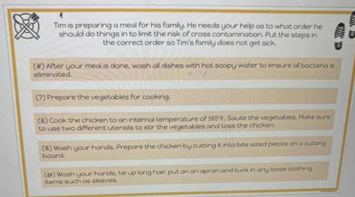 4 tim is preparing a meal for his family. he needs your help as to what…